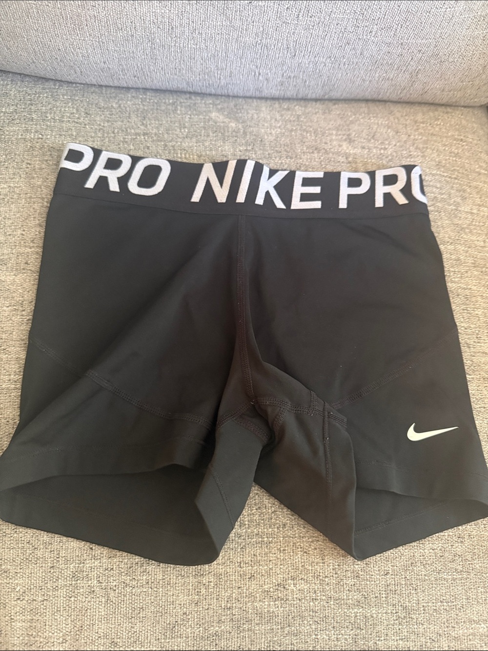 Nike Pro Black Bike Shorts with White Swoosh